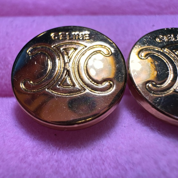 Celine Gold Macadam Triomphe Buttons turned into Studs - Picture 10 of 15